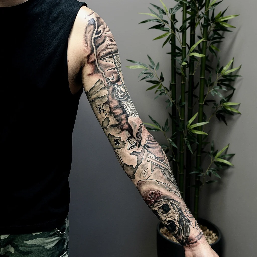 Black and grey tattoo by Trish at Lotus Tattoo