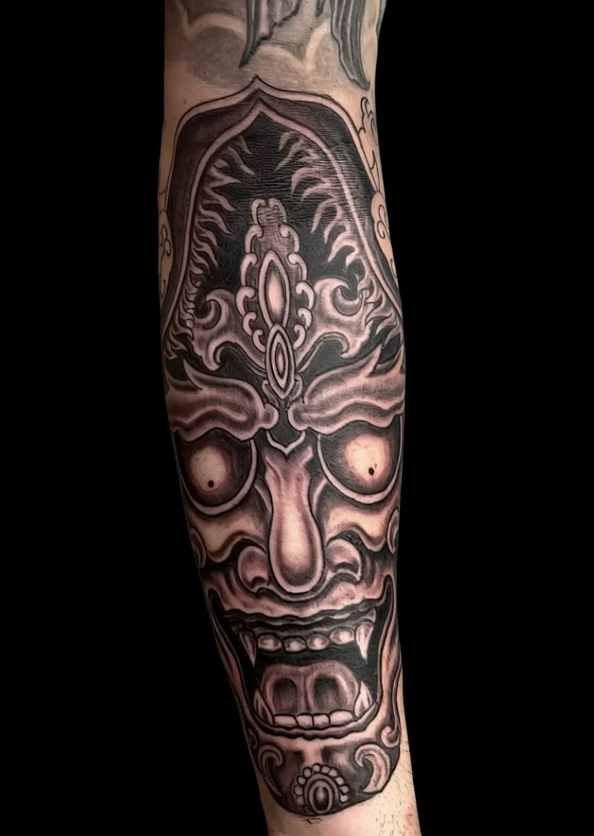 Black and grey tattoo by Trish at Lotus Tattoo
