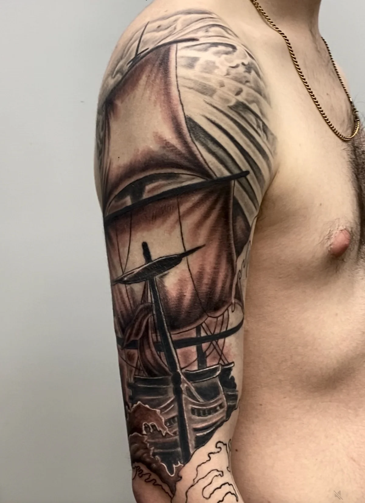 Black and grey tattoo by Trish at Lotus Tattoo