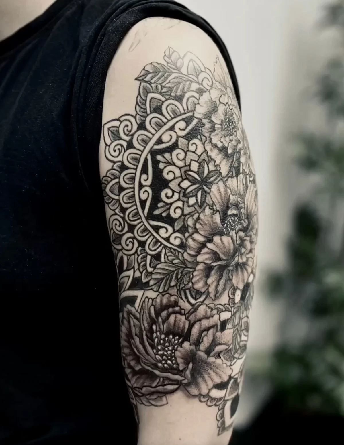Black and grey tattoo by Trish at Lotus Tattoo