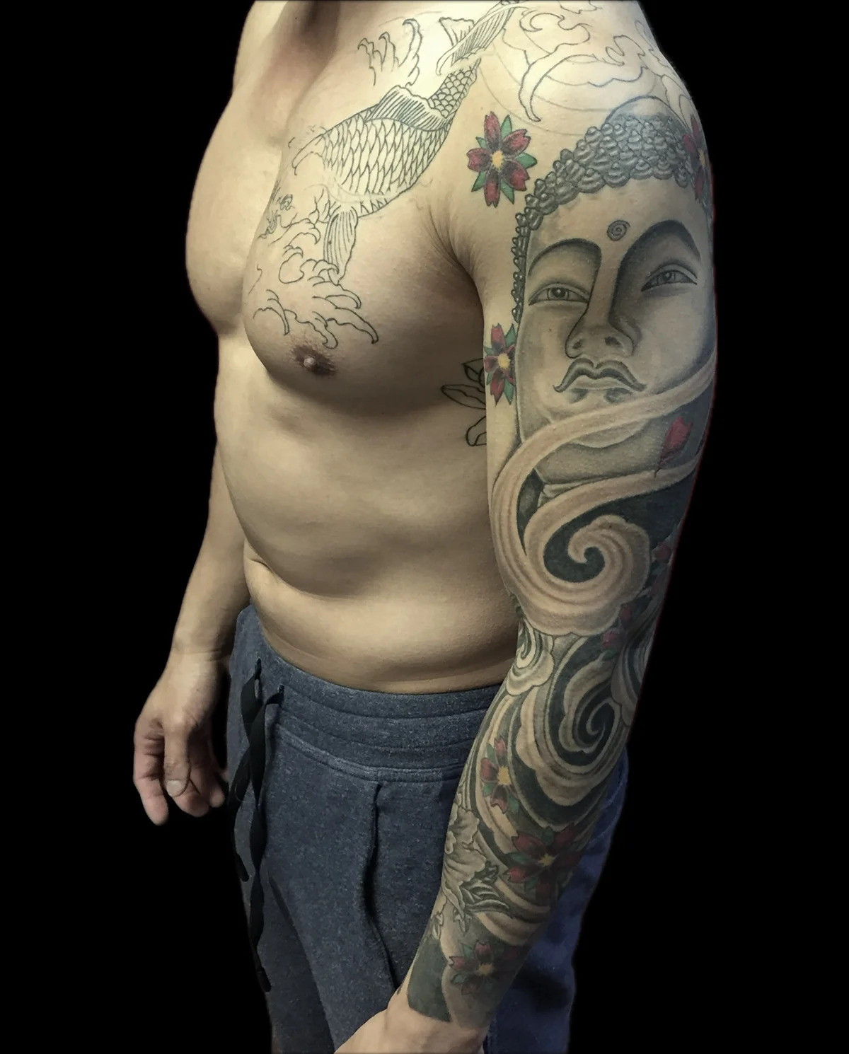 Black and grey tattoo by Trish at Lotus Tattoo