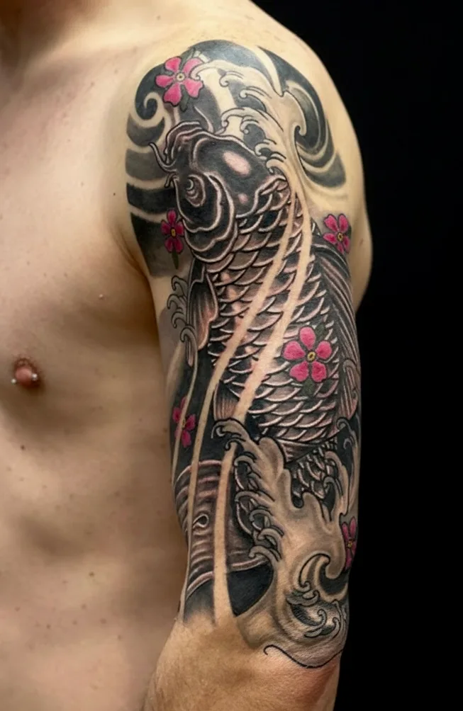 Black and grey tattoo by Trish at Lotus Tattoo