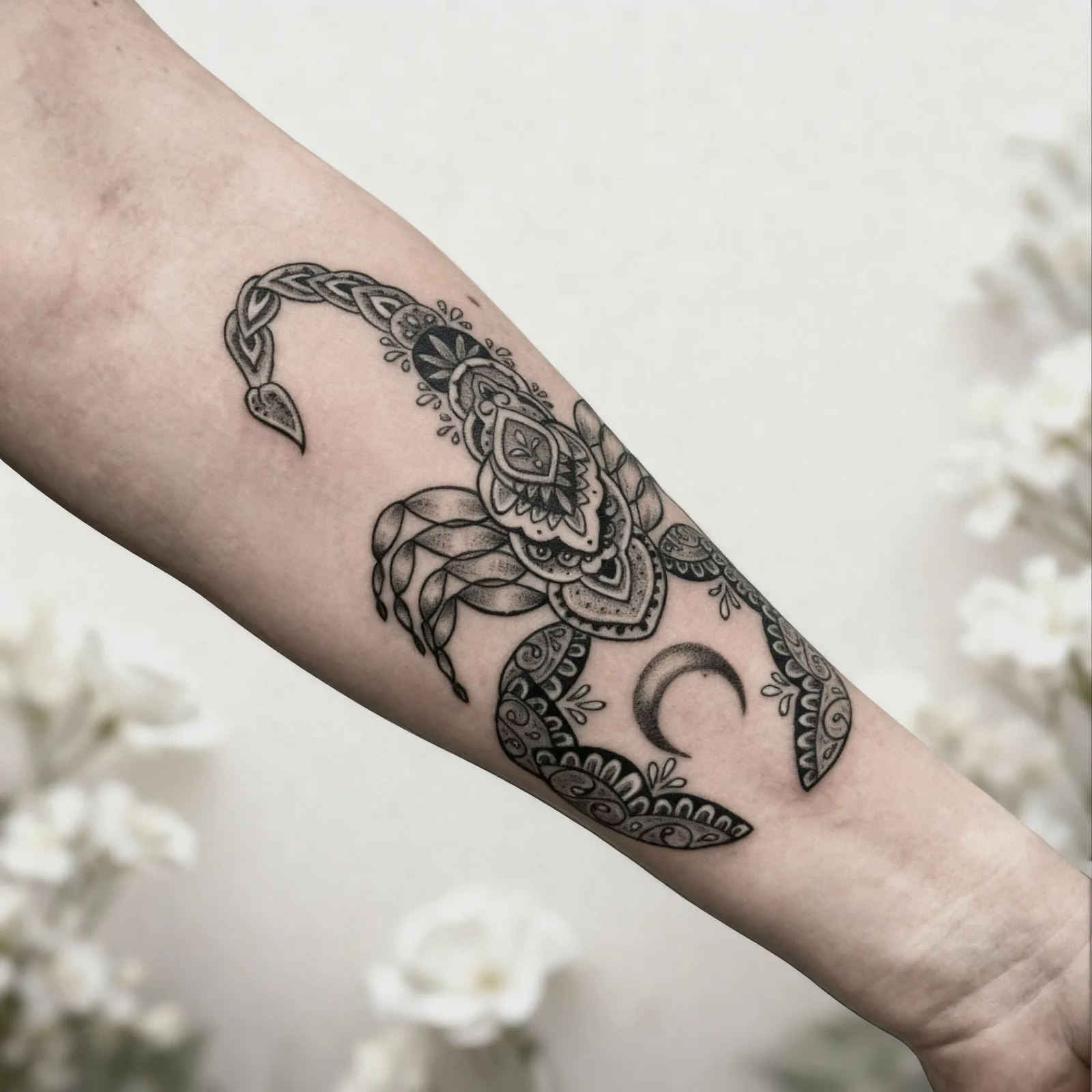 Black and grey tattoo by Trish at Lotus Tattoo