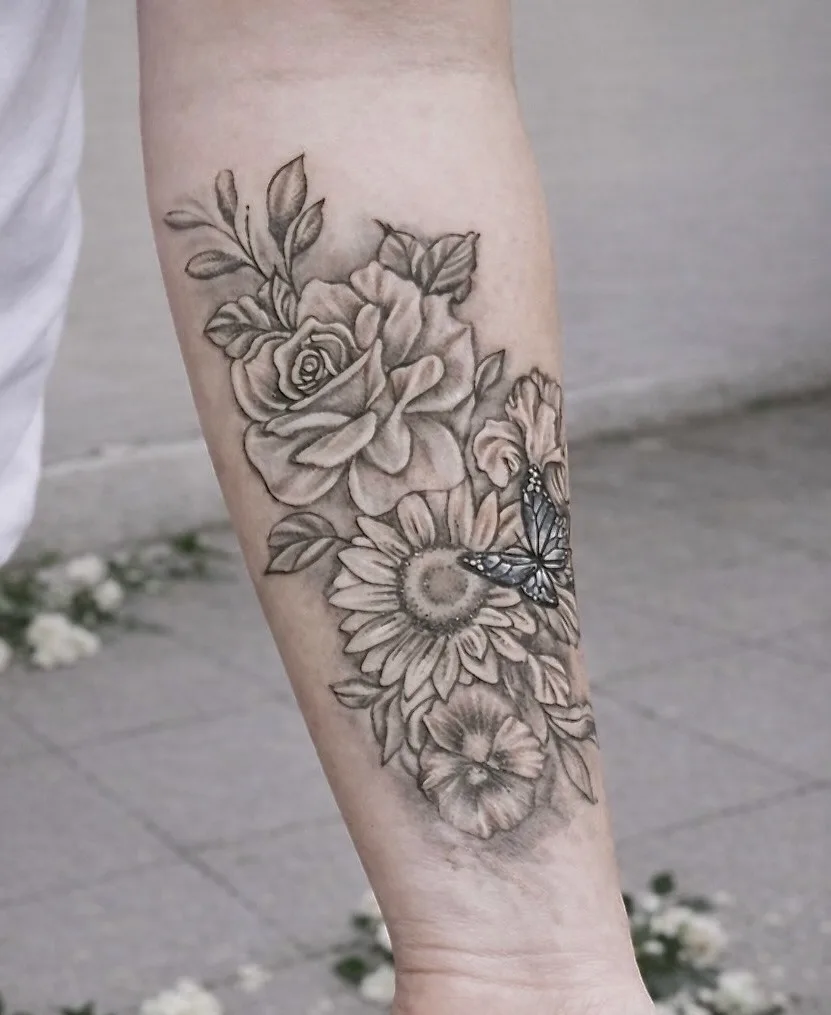 Black and grey tattoo by Trish at Lotus Tattoo