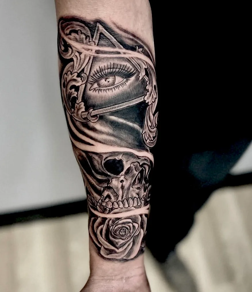 Black and grey tattoo by Trish at Lotus Tattoo
