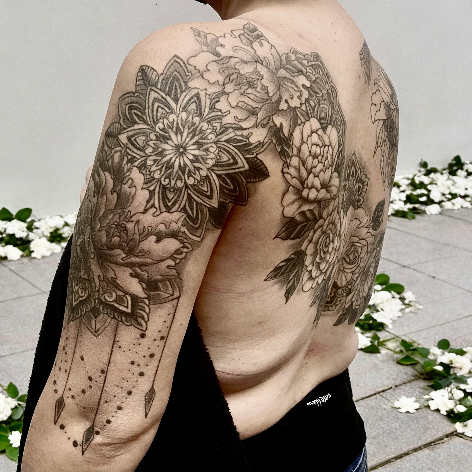 Black and grey tattoo by Trish at Lotus Tattoo