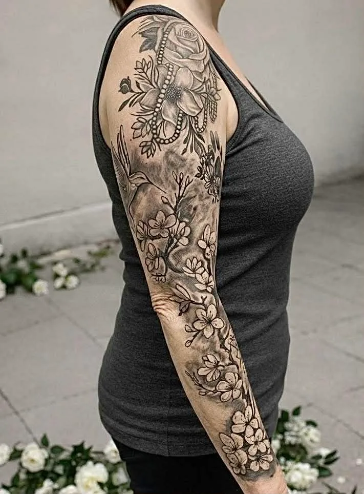 Black and grey tattoo by Trish at Lotus Tattoo